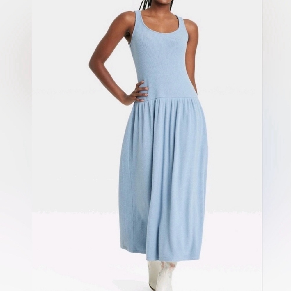 Universal Thread Blue Knit Midi Slip Dress - Picture 5 of 5